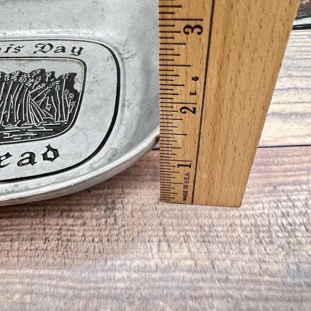 Vintage Wilton Armetale Pewter Tray Give Us this Day Our Daily Bread  USA Patina